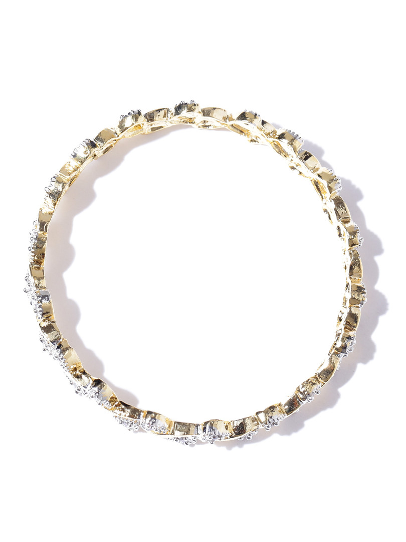 YouBella Set of 2 Silver-Toned & Gold-Toned Stone-Studded Bangles