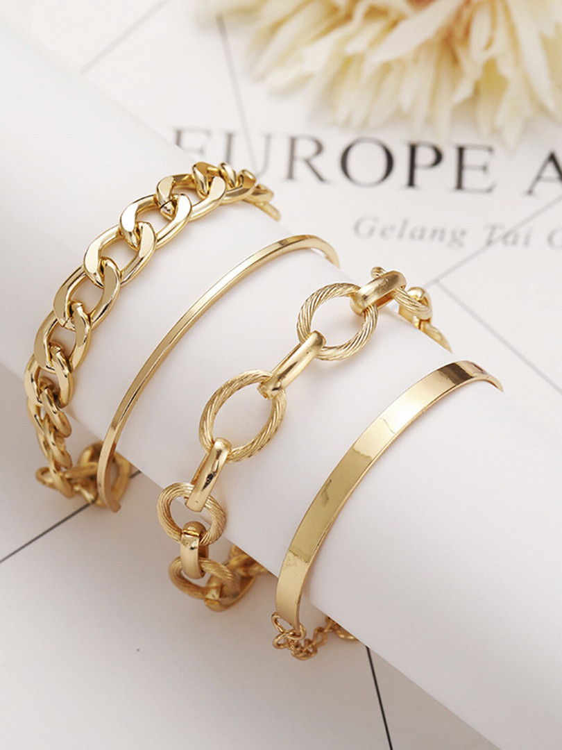 Jewels Galaxy Women Gold-plated Set Of 4 Wraparound Bracelet