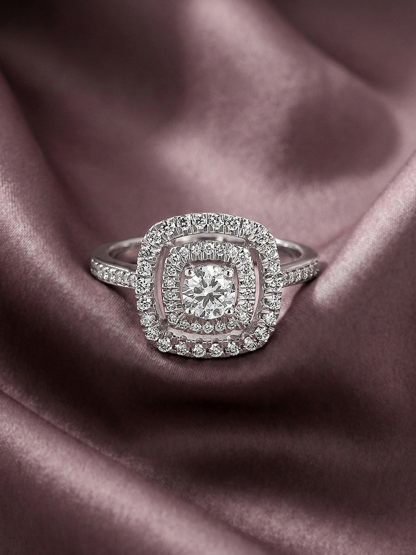 Jewellery MAEJOY Concentric ring Lab grown diamond 92.5 Sterling Silver 18KT Rhodium plated ring