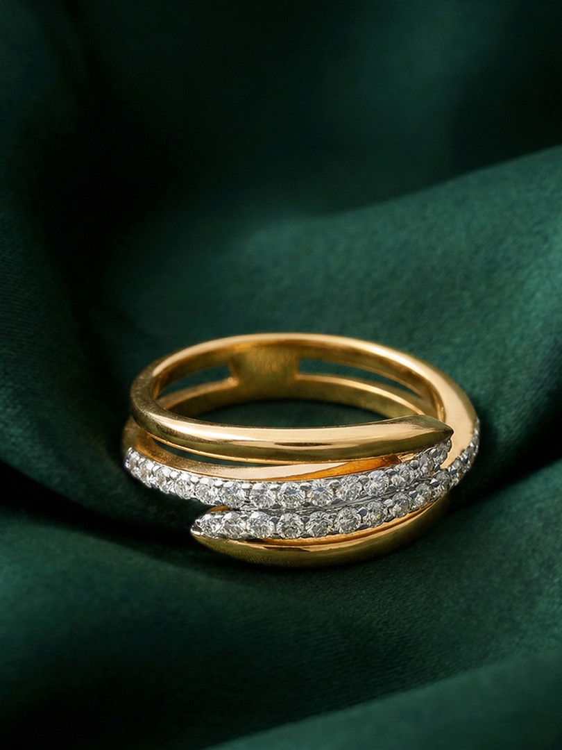 MAEJOY Spiral Lab Grown Diamond 92.5 Sterling Silver 18KT Gold plated Adjustable Ring
