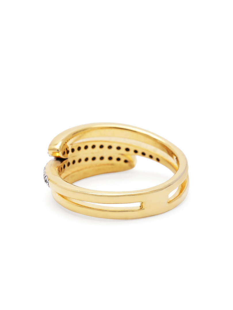 MAEJOY Spiral Lab Grown Diamond 92.5 Sterling Silver 18KT Gold plated Adjustable Ring