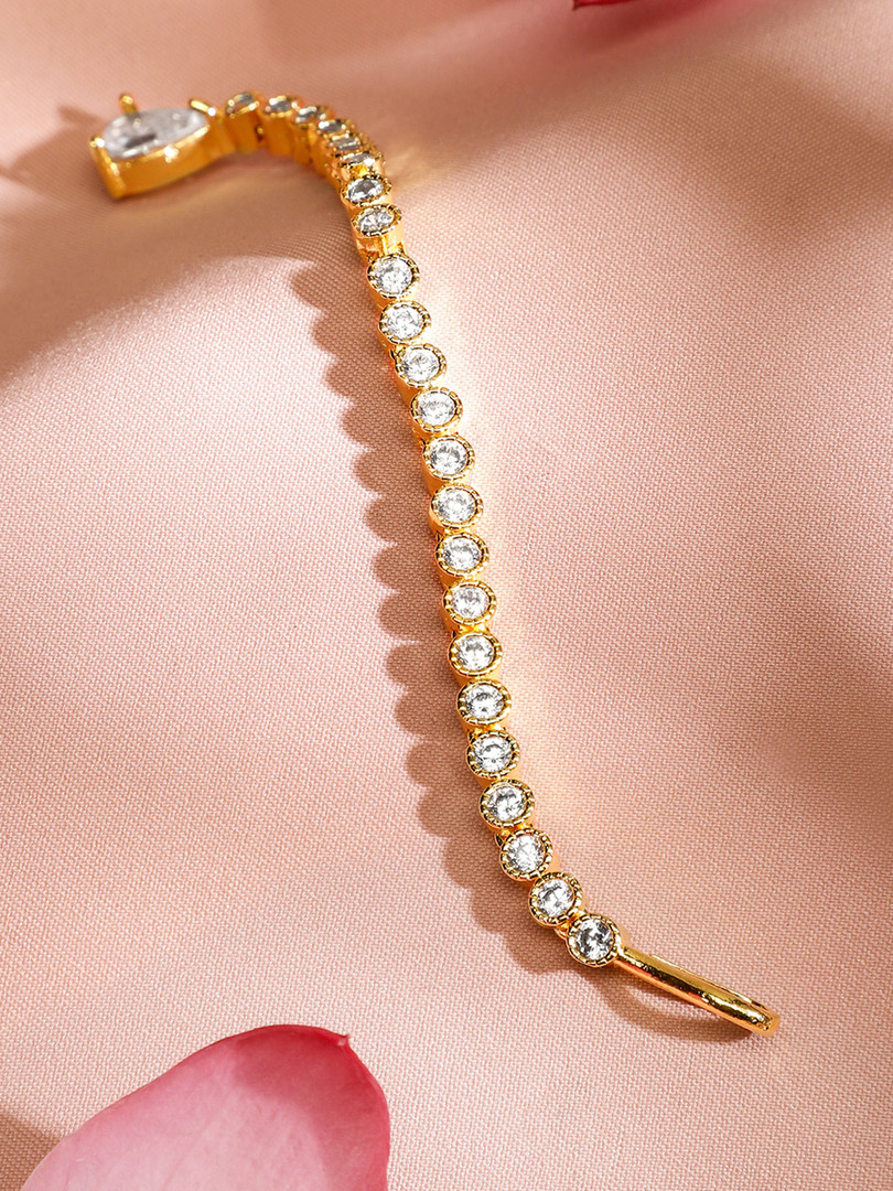 Rubans Stylish 22KT Gold Plated Cubic Zirconia Studded & AD Drop Handcrafted Maang Tikkas