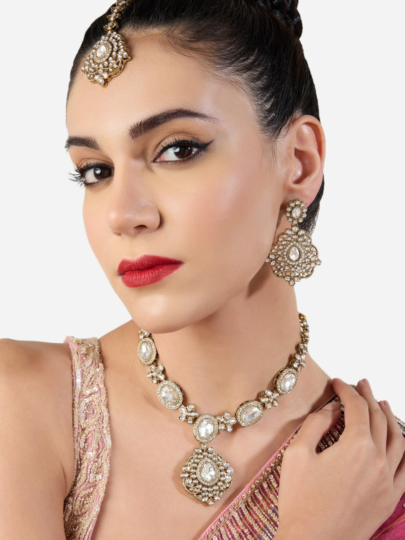 Zaveri Pearls Set Of 2 Gold-Plated Stone Studded Jewellery Sets