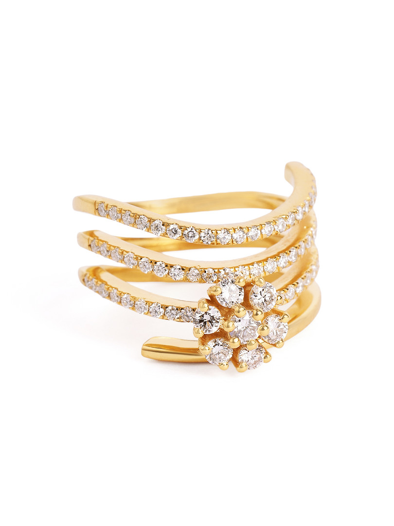 MAEJOY Multi Band Lab grown diamond 92.5 Sterling Silver 18KT Gold plated spiral ring