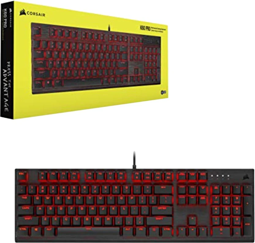 Corsair K60 PRO RED LED Wired USB Standard Gaming Keyboard Compat...more
