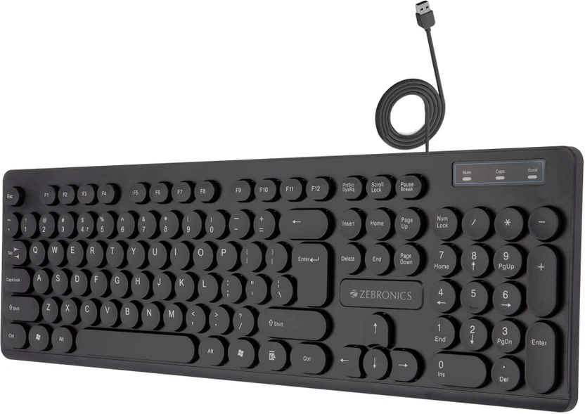 Keyboards ZEBRONICS ZEB-K24 slim design, retractable stand, 1.3 meter textu...more