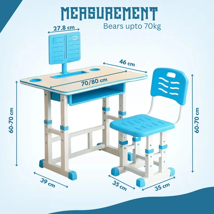 metreno Height Adjustable Kids Study Tables with Chair set for Ho...more