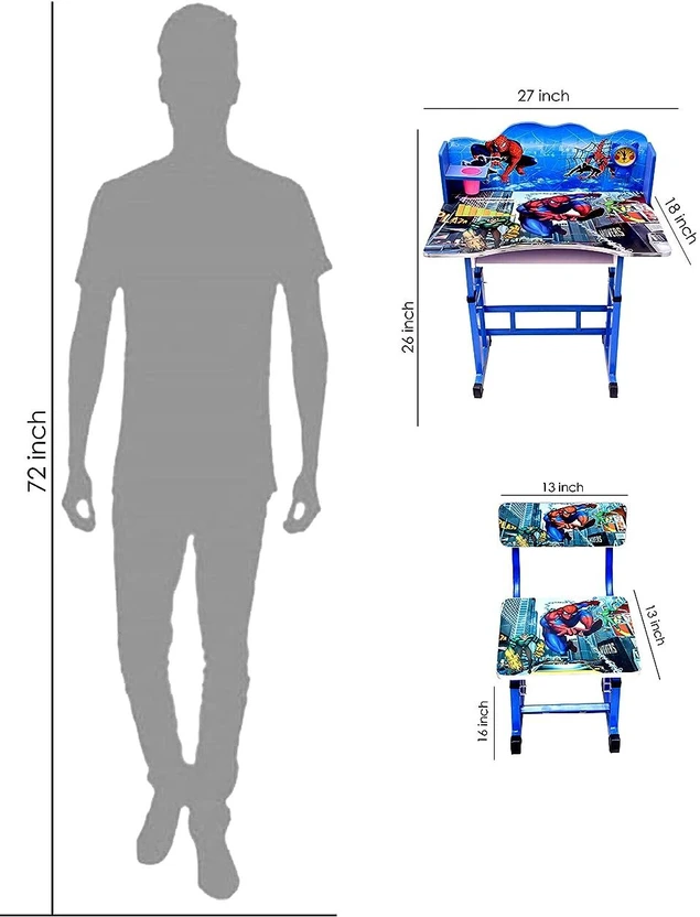 Bhella Kids study Table & Chair with Adjustable Height Engineered...more