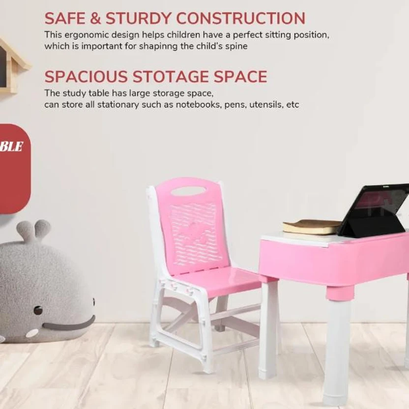 enerex Plastic Study Table (Finish Color - Pink, DIY(Do-It-Yourse...more