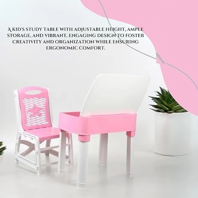 Sumoware study table pink color with chair 2-6 year old kids Plas...more