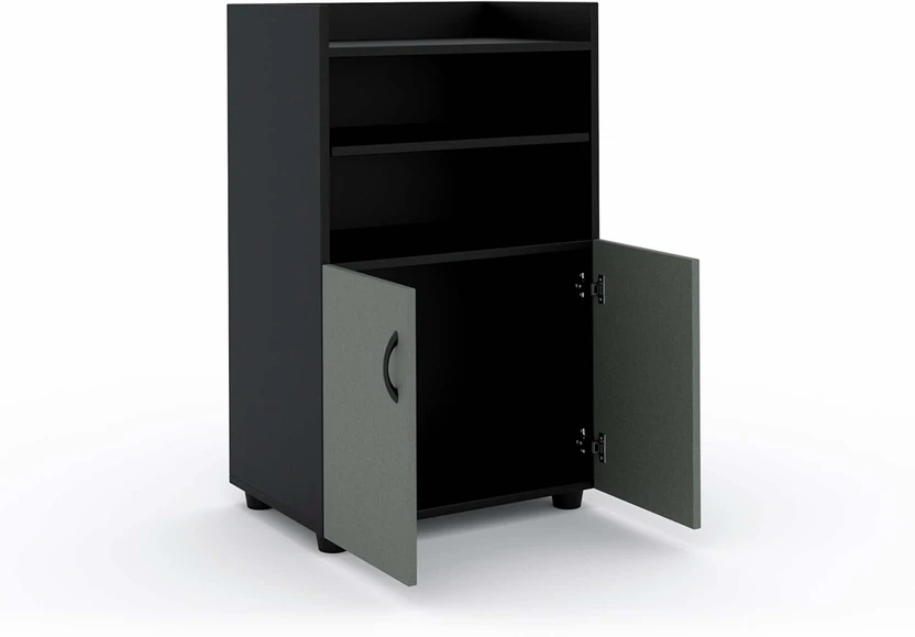 Home Full Kelvin Kitchen Cabinet Wenge with Grey Engineered Wood ...more