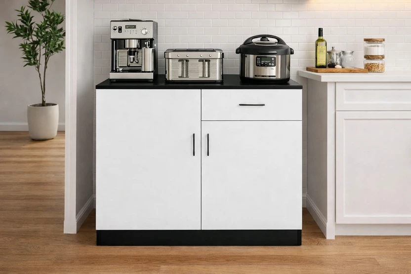 Kitchen Cabinets Home Full Remo 2 Door Wenge With White Engineered Wood Kitchen Ca...more