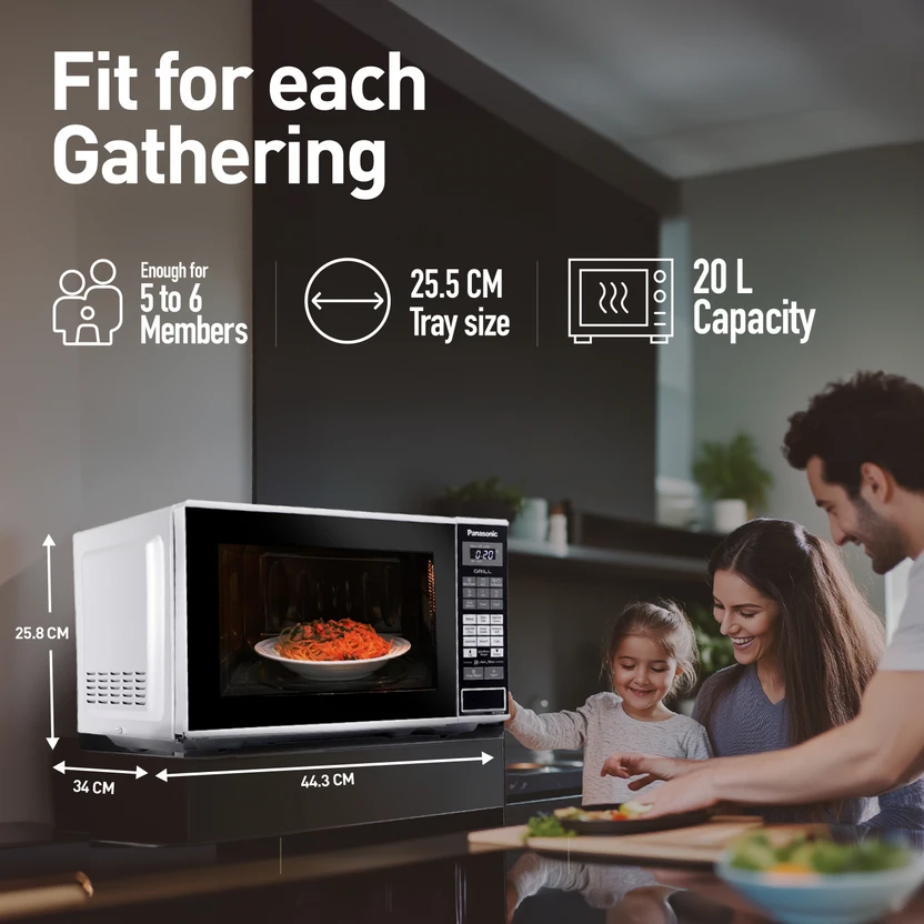 Panasonic 20 L Grill Microwave Oven (NN-GT221WFDG, White)