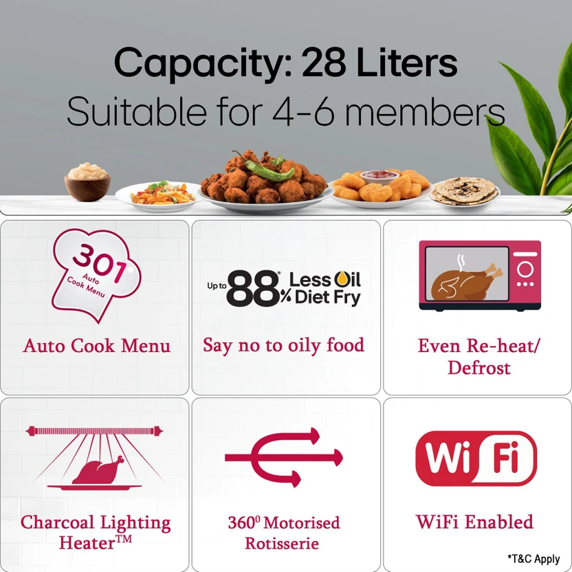 LG 28 L Scan to Cook Wi-Fi Model- ThinQ Enabled
301 Auto Cook Men...more