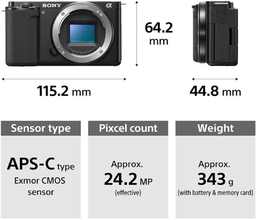 SONY ZV-E10K/BQ IN5 Mirrorless Camera Body with SELP16502 mm Lens...more