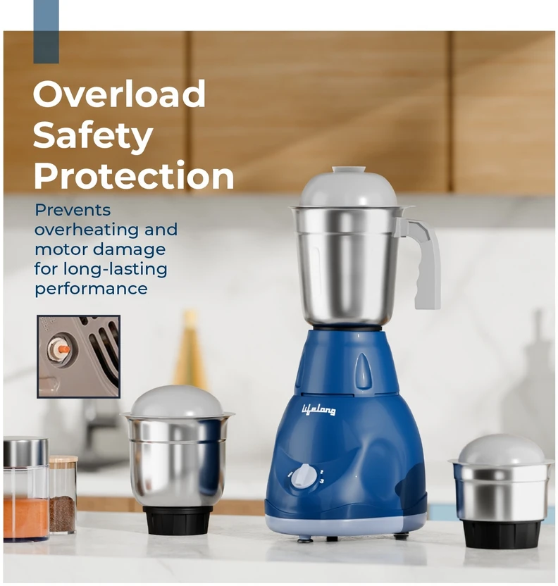 Lifelong Power Pro 500 W Mixer Grinder (LLMG24 | 3 Jars | Blue)
