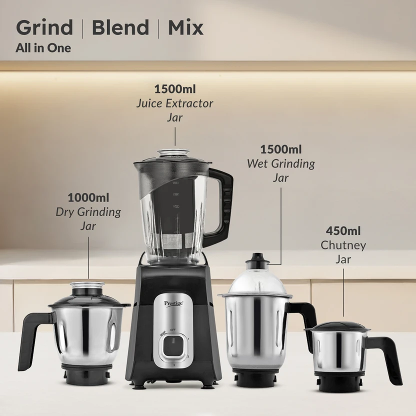 Prestige All-in-One 1000 W Juicer Mixer Grinder (Ergon | 4 Jars |...more