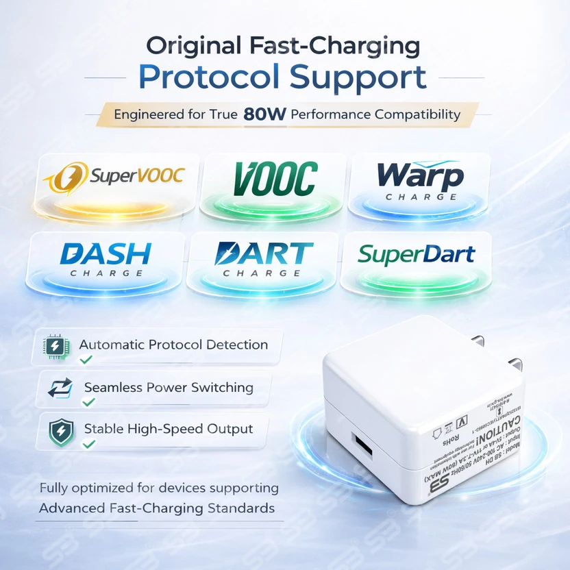 SB 80 W SuperVOOC 7.3 A Wall Charger for Mobile with Detachable C...more
