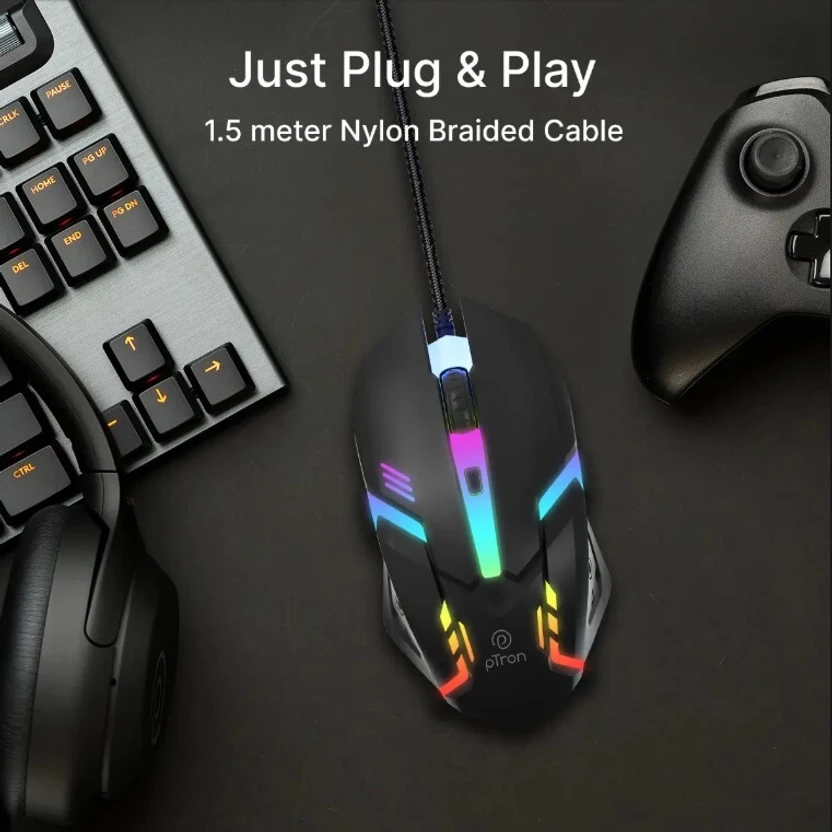 pTron Flick M12 Wired Ambidextrous Optical Mouse w/ DPI Switch, P...more