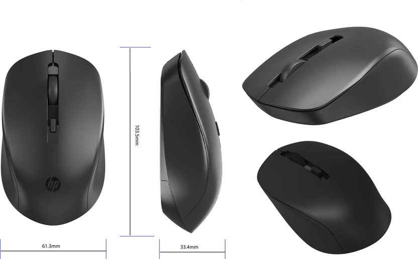 HP S1000 Wireless Ambidextrous Optical Mouse Silent / Lightweight...more