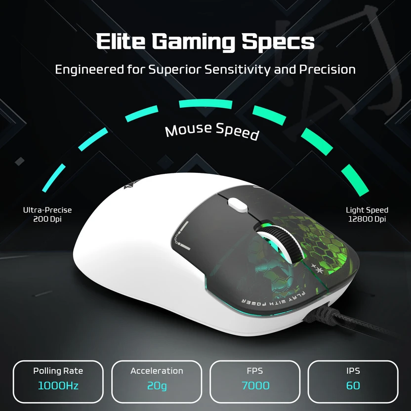 EVOFOX Phantom Air Programmable Gaming Mouse Ultra Light Weight R...more
