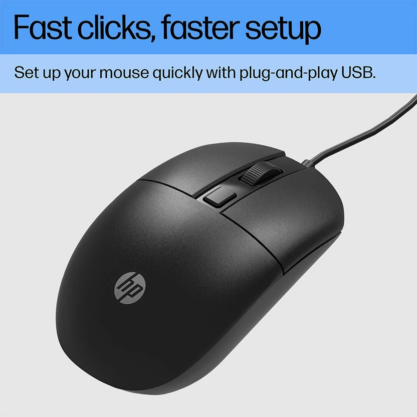 HP M070 Wired Ambidextrous Mechanical Mouse (USB 2.0, Black)