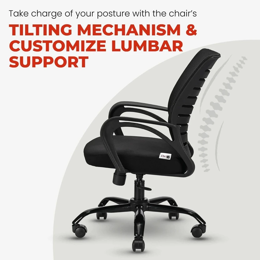 IAFA Diego Mid Back Ergonomic Office Heavy Duty Black Metal Base ...more