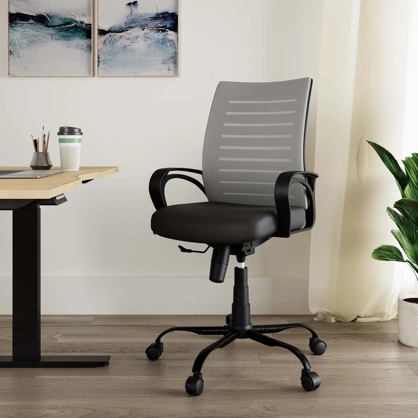 IAFA Diego Mid Back Ergonomic Office Heavy Duty Black Metal Base ...more