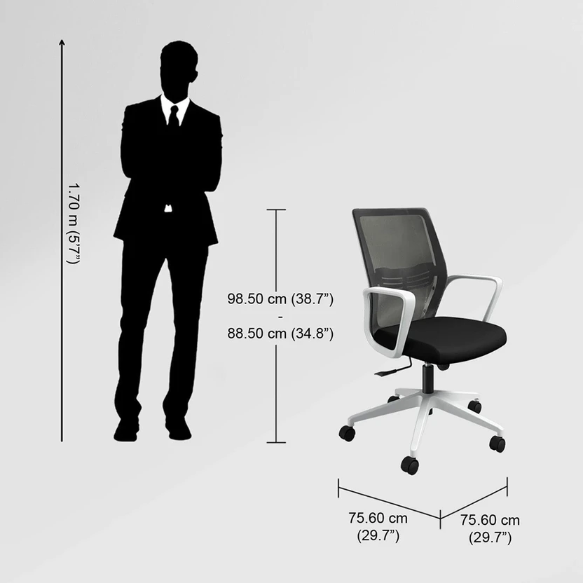 Godrej Interio Vurv Mid Back Mesh Office Executive Chair (Black, ...more