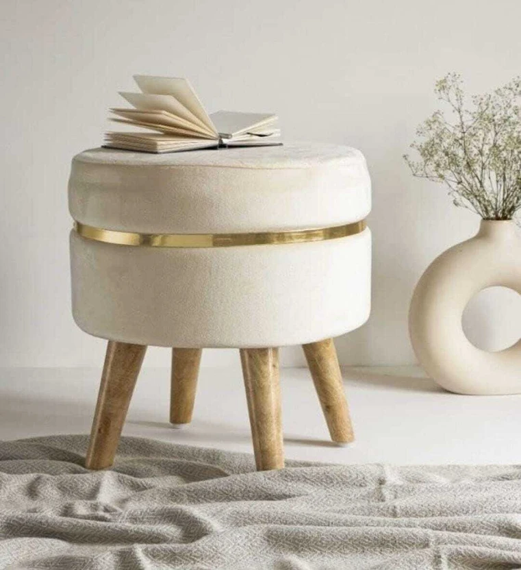 CRAFTY ERA Solid Wood Standard Ottoman (Finish Color - LINES-BROW...more