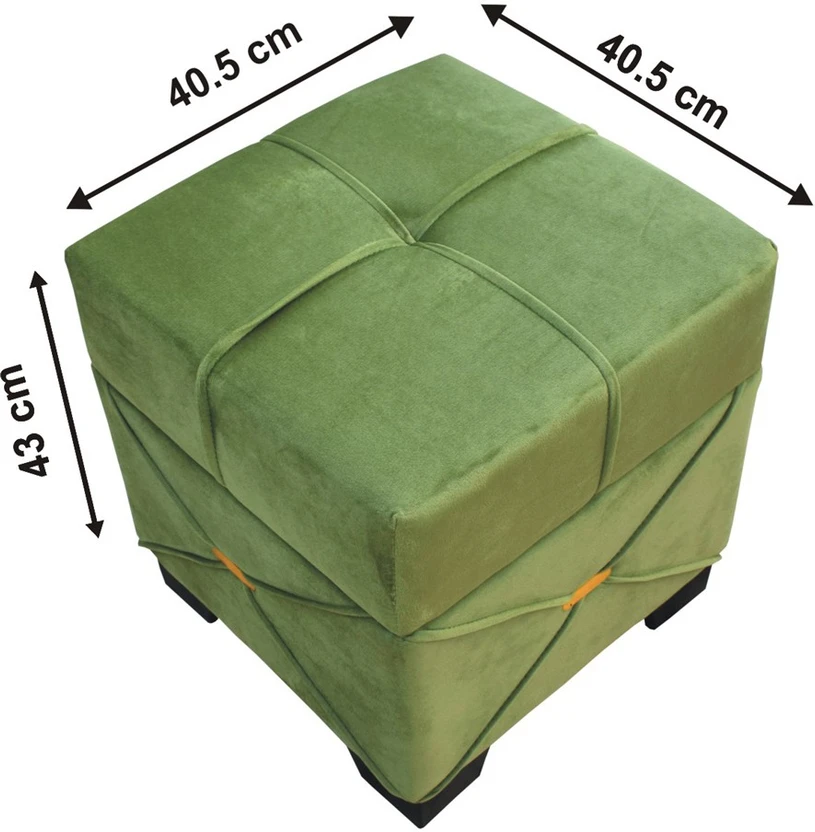 JNCRAFTS Foam Cube Ottoman (Finish Color - MEHENDI GREEN, Pre Ass...more