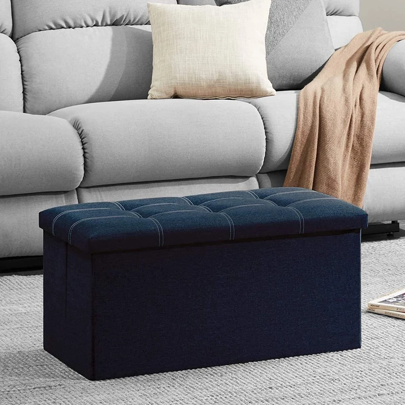 SKYFUN Fabric Cube Ottoman (Finish Color - Blue, DIY(Do-It-Yourse...more