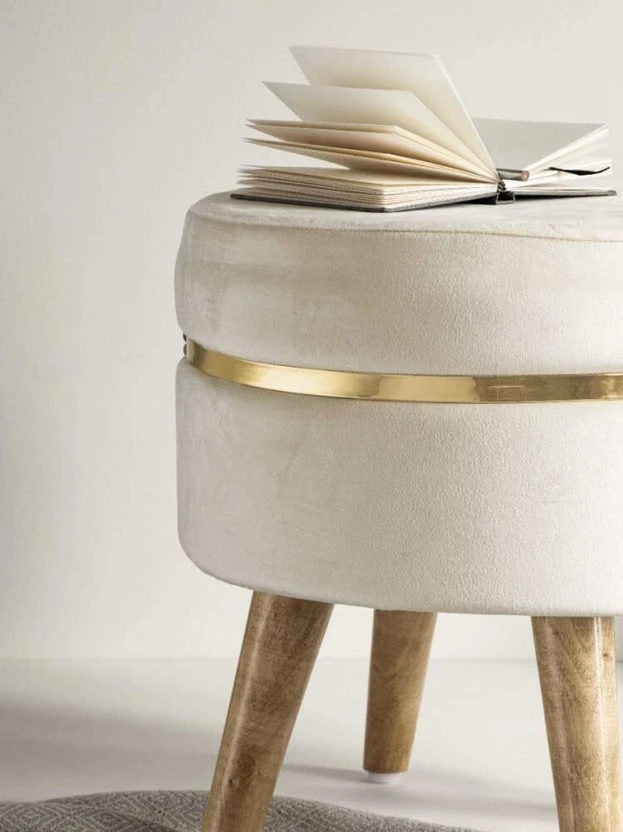 Ess Ess Wood Traders Fabric Standard Ottoman (Finish Color - Whit...more