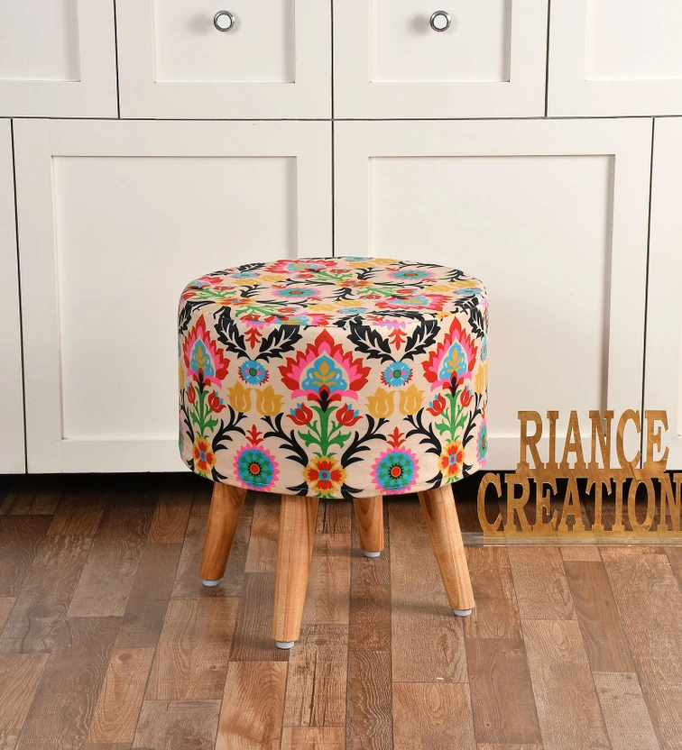 RIANCE CREATIONS Solid Wood Standard Ottoman (Finish Color - Leaf...more