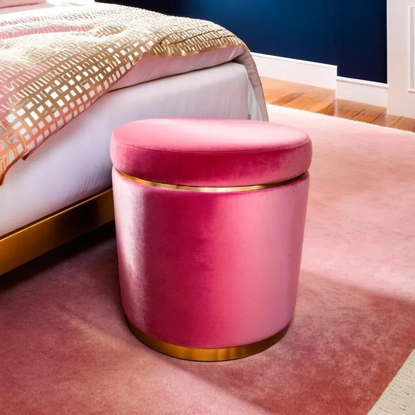 FAVOLOSA ENTERPRISES Fabric Standard Ottoman (Finish Color - Pink...more