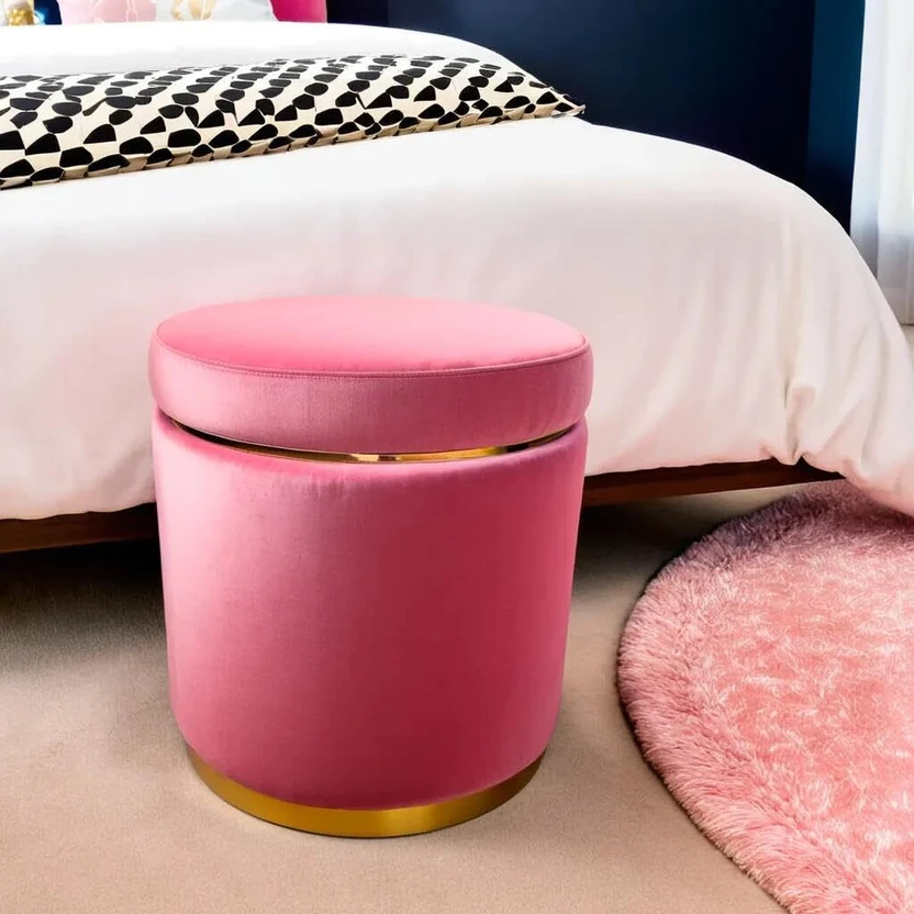 FAVOLOSA ENTERPRISES Fabric Standard Ottoman (Finish Color - Pink...more