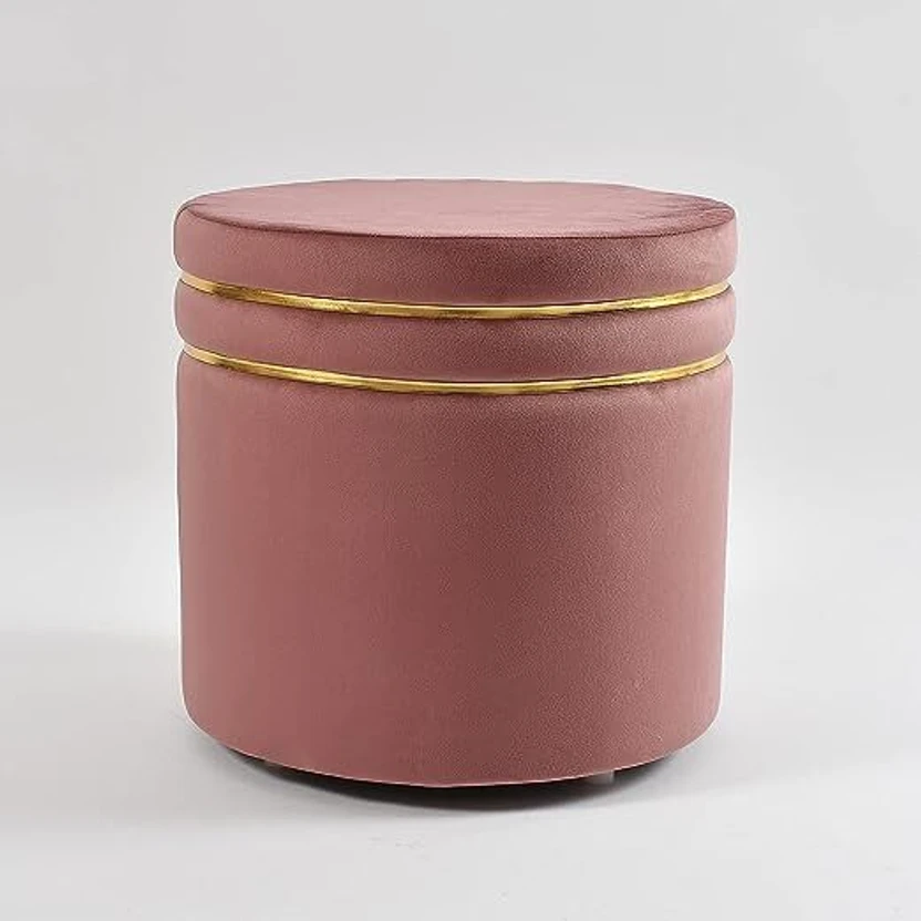 Unique Creation Handicrafts Solid Wood Pouf (Finish Color - Pink,...more