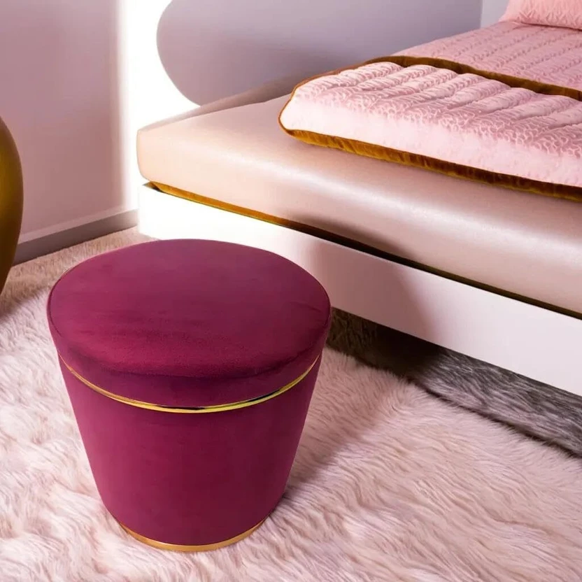FAVOLOSA ENTERPRISES Fabric Standard Ottoman (Finish Color - Maro...more