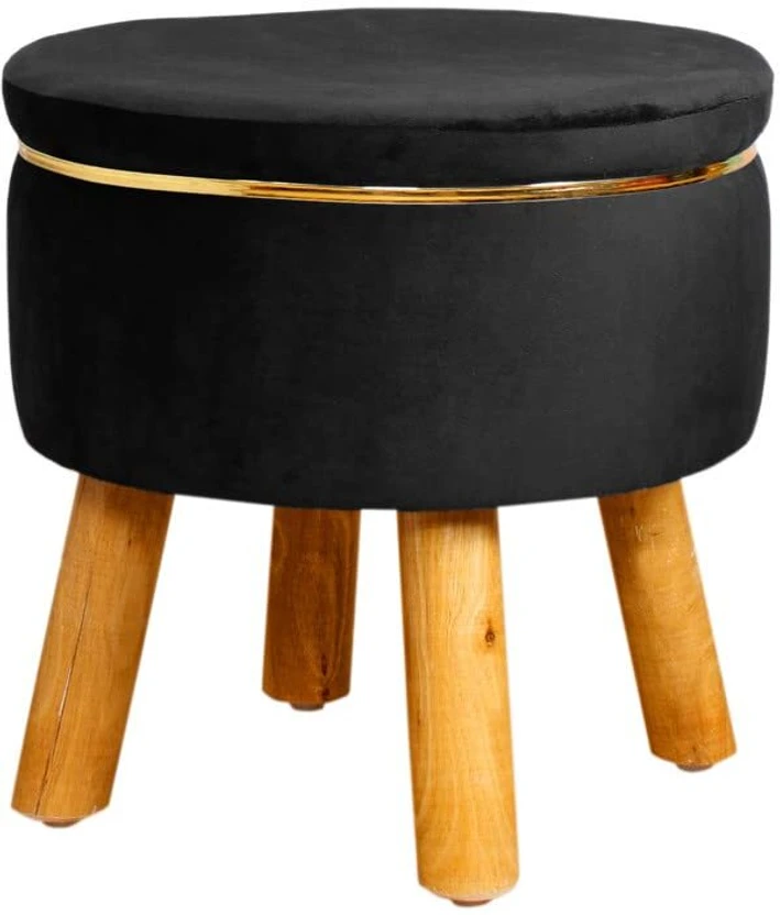 PLATINUMCRAFT Solid Wood Standard Ottoman (Finish Color - Black, ...more