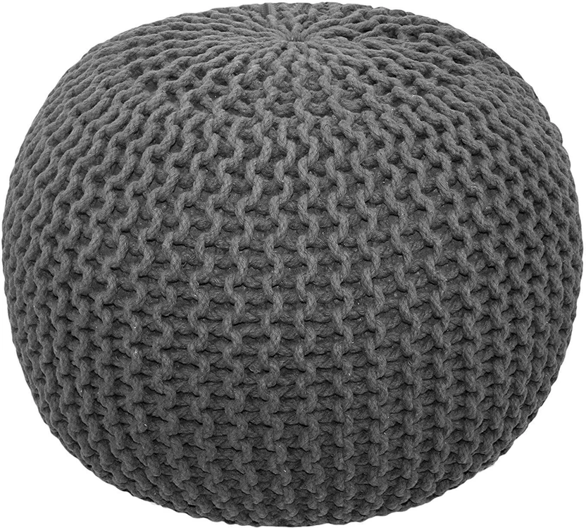 Safunooza Natural Fiber Pouf (Finish Color - Grey, Pre Assembled)