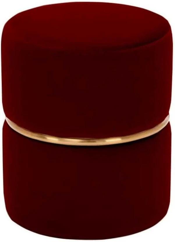 wooden luxury Fabric Pouf (Finish Color - mehroon, Pre Assembled)