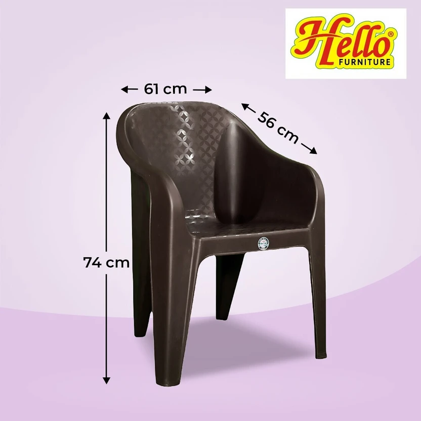 HELLO Plastic Table & Chair Set (Finish Color - Dark Brown, DIY(D...more