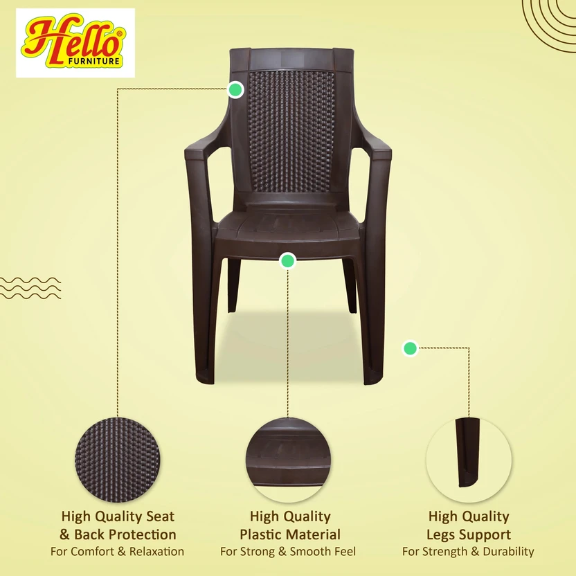HELLO Plastic Table & Chair Set (Finish Color - Dark Brown, DIY(D...more