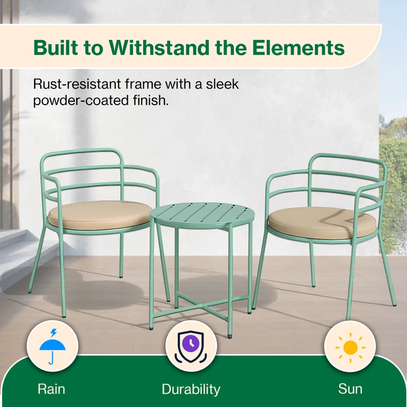 Flipkart Perfect Homes Metal Table & Chair Set (Finish Color - Gr...more