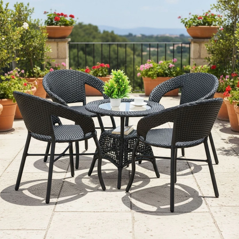 DEVOKO Metal Table & Chair Set (Finish Color - Black, Pre-assembl...more