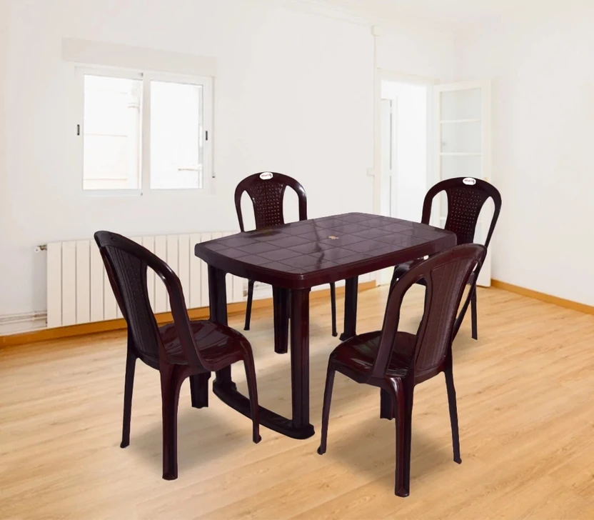 Outdoor Furniture ARLAVYA Plastic Table & Chair Set (Finish Color - Dark Brown, DIY...more