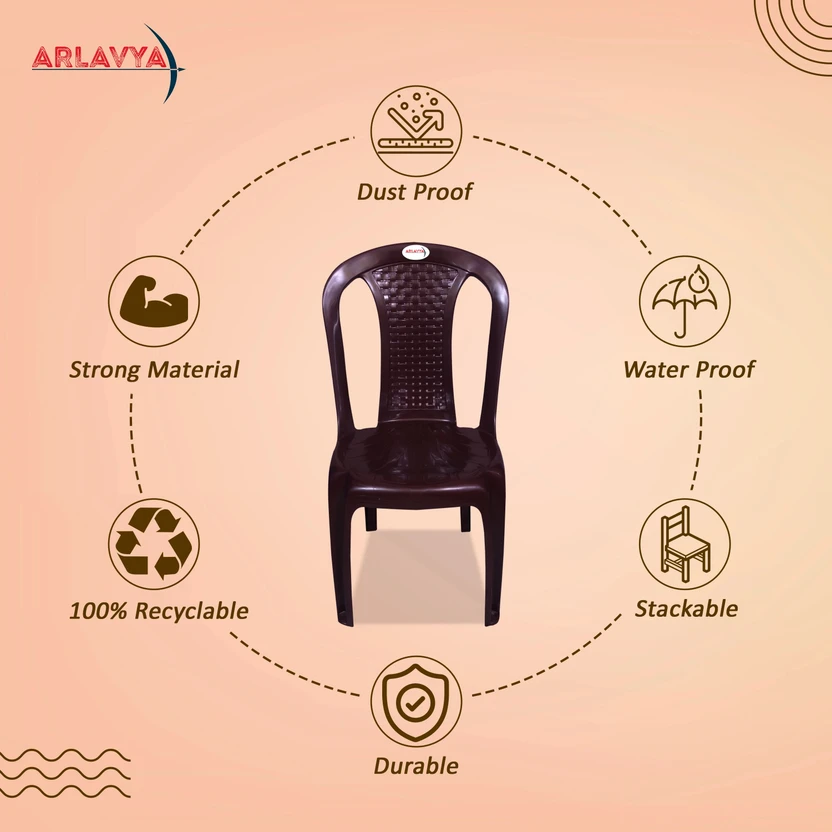 ARLAVYA Plastic Table & Chair Set (Finish Color - Dark Brown, DIY...more
