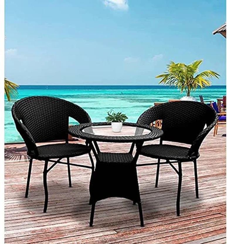 Cite Metal Table & Chair Set (Finish Color - black, Pre-assembled...more