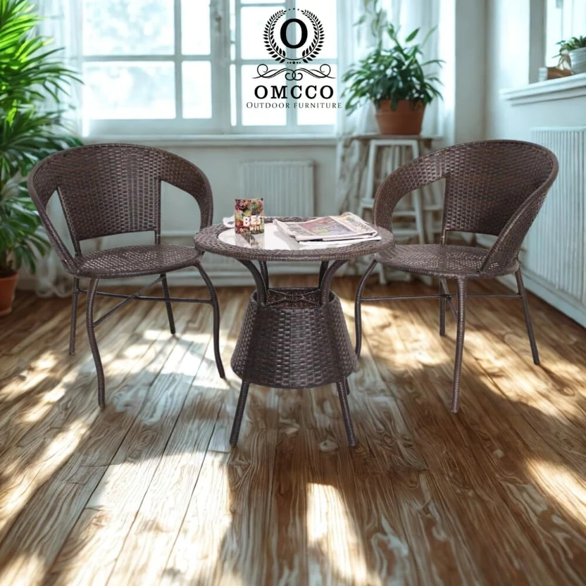 HOLYSOUL Metal Table & Chair Set (Finish Color - BROWN, DIY(Do-It...more