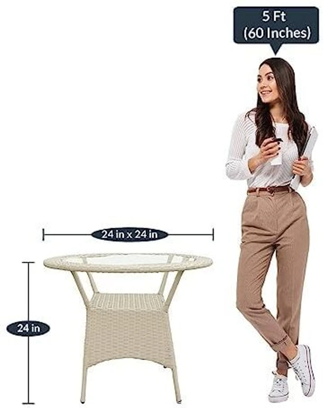 HOLYSOUL Metal Table & Chair Set (Finish Color - WHITE, DIY(Do-It...more